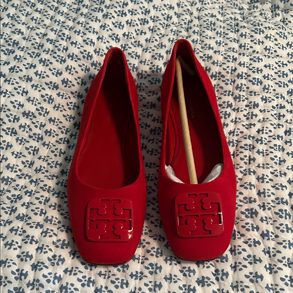 Tory Burch Red Logo Flats